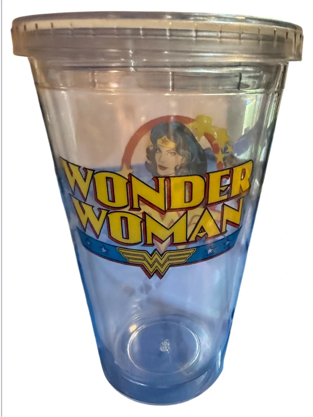 Wonder Woman 16 oz Acrylic Travel Tumbler Clear Double Wall Cup Sil